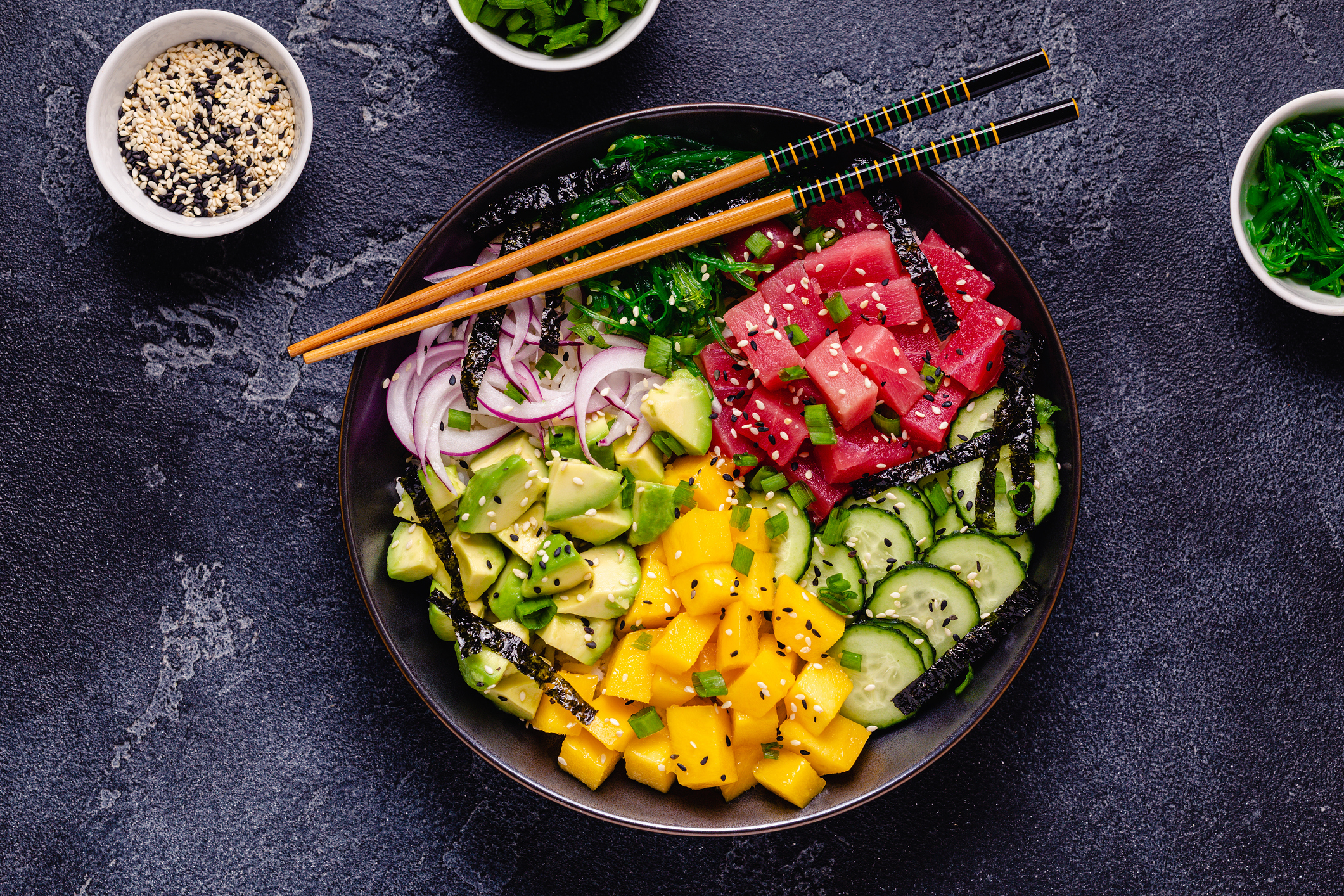 Marinated tuna cubes for Poke