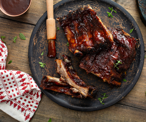 Cooked BBQ ribs