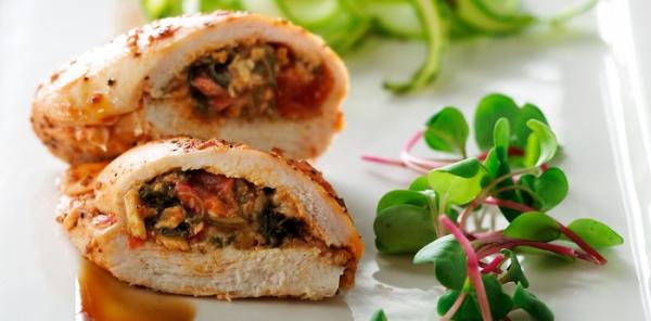 Breasts Stuffed with feta cheese and black olive