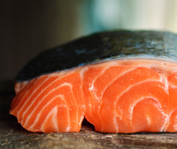 Salmon steaks with skin